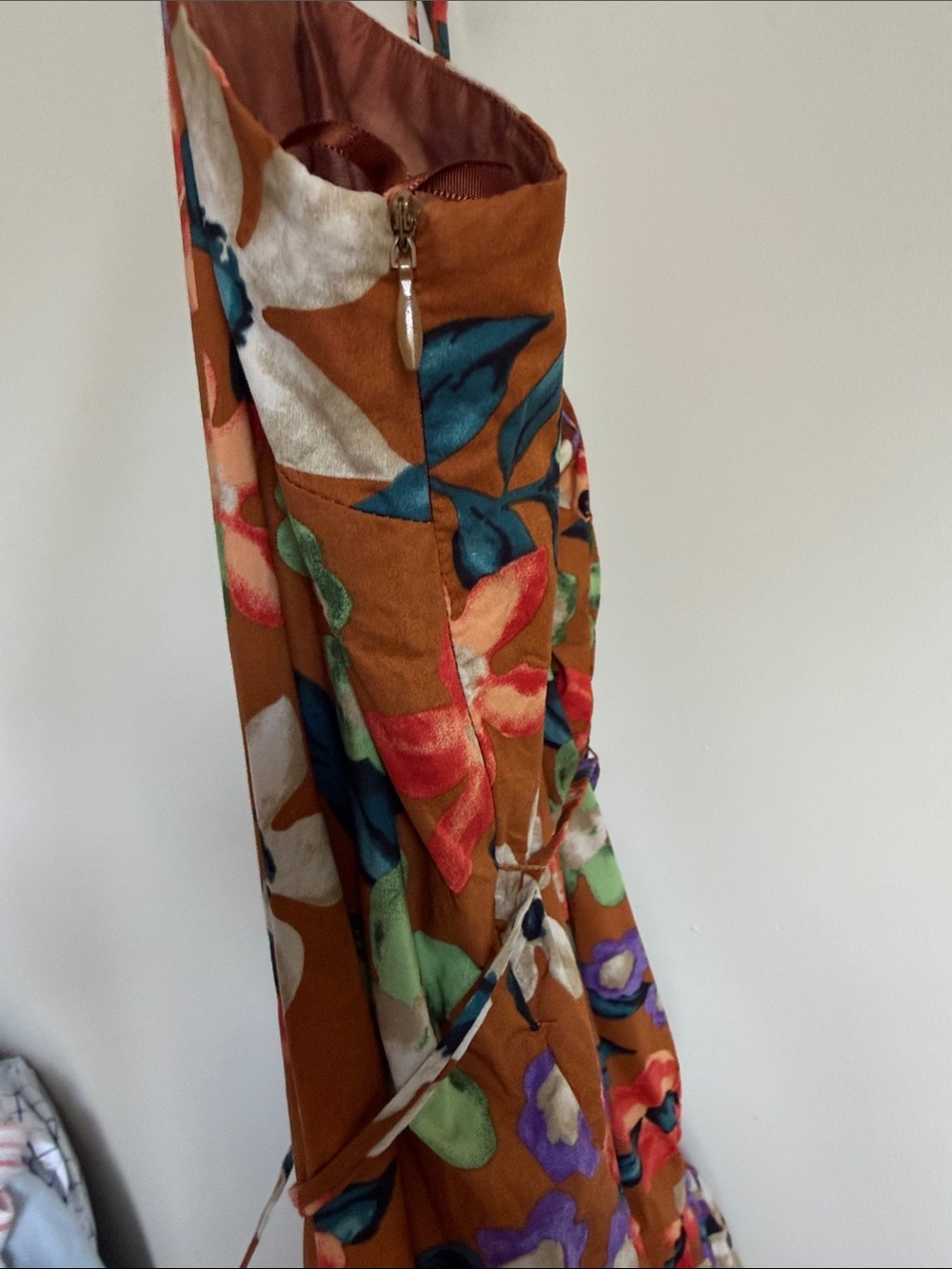Current Air Anthropology Brown Floral Fall Transitional 💯 Cotton Maxi Dress - Picture 7 of 11